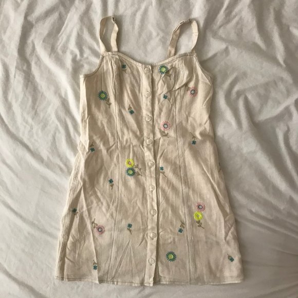 UO Aiden Embroidered Button-Front Mini Dress - Picture 6 of 12